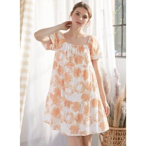 Polagram Orange and White Floral Dress